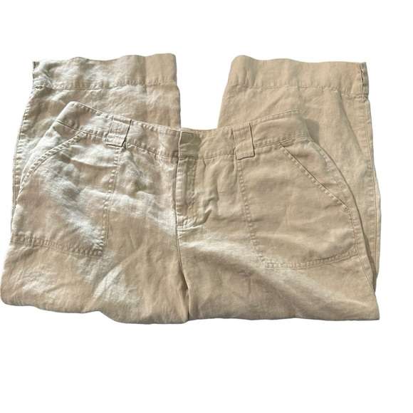 Eddie Bauer Vashon fit women's size 14 wide leg capri linen pants - Picture 1 of 4
